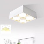 Plafonnier led encastrable, blanc, avec 4 spots, modernes et orientables, carr�s, inclus une lampe � ...