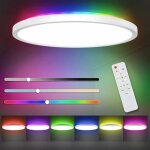 Plafonnier led � intensit� variable 24 w, 3 200 lm ip44, r�tro�clairage rvb avec t�l�commande 3 000 - ...