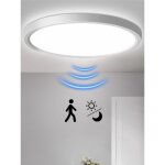 Plafonnier led kamina avec dtecteur de mouvement et crpusculaire 18w 4000k