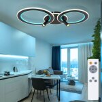 Plafonnier led plafonnier lampe de salon lampe de salle  manger, mtal acrylique noir, tlcommande ...