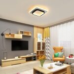 Plafonnier led moderne, lampe de plafond noir carr�, luminaire plafonnier en acrylique pour chambre cuisine ...