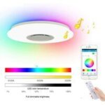 Plafonnier led musique 60w avec haut - parleur bluetooth, t�l�commande app, �40cm lampe plafond blanc ...
