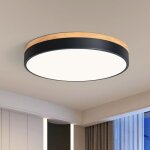 Plafonnier led noir moderne, plafonnier en bois de 40 cm, plafonnier rond de 30 w, id�al pour un salon, ...