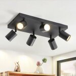 Gbly plafonnier 6 spots orientables, noir, spots plafond gu10 , lampes pivotantes � 330�, �clairage int�rieur, ...