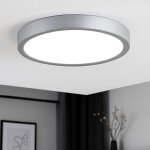 Plafonnier led rond cuisine argent plafonnier couloir salon, acier plastique, 20, 5w 2400lm blanc chaud, ...