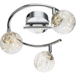 Plafonnier led rond, �clairage int�rieur, spots orientables, c�ble cuivre, abat - jour verre, chrome, ...