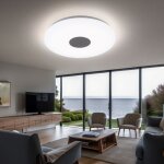 Globo - plafonnier led plafonniers plafonnier de salon de forme ronde, chrome avec abat - jour acrylique, ...