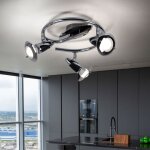 Globo - plafonnier led spot rondell plafonnier 3 flammes mtal bois lampe de salle  manger spot de plafond ...