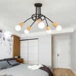 Plafonnier lustre vintage led lampe de plafond luminaire eclairage dcor pour salon chambre (5 tte noir ...