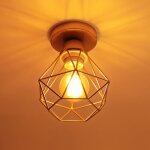 Axhup - plafonnier en m�tal cage diamant e27 r�tro industrielle lustre suspension pour couloir escalier ...