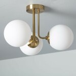Efectoled - plafonnier m�tal et verre moonlight brass 3 spots blanc