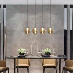 Plafonnier moderne - 4 ampoules en verre rond, 150 cm, hauteur r�glable, pour salle � manger, salon, ...