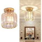 Plafonnier moderne lustre abat - jour en cristal et m�tal led suspension luminaire �clairage e27 lampe ...