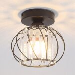 Plafonnier noir en cristal industriel, luminaire e27 lustre suspension design m�tal �160mm, eclairage ...