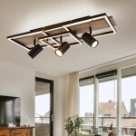 Globo - plafonnier, noir, lampe de chambre, moderne, spot de plafond, 3 flammes gu10, led aspect bois ...