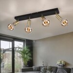 Plafonnier, noir, lampe de salon, bande spot moderne, 4 flammes, spot de plafond orientable, mtal dor ...