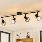 Gbly - plafonnier noir salon salle � manger �clairage r�tro cage spot r�glable 4x douilles e14 rotatif ...