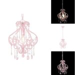 Plafonnier avec perles rose rond e14 - luminaire suspendu - lampadaire - plafond rose - luminaire moderne ...