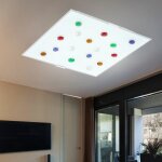 Plafonnier avec pierres de verre color�es, plafonnier d�coratif, abat - jour en verre, lampe en verre, ...
