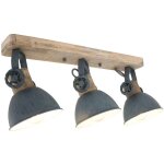 Etc - shop - plafonnier r�tro lampe en bois plafonnier gris plafonnier spot 3 flammes orientables, 3x ...