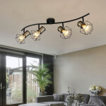 Plafonnier rétro spot de plafond noir 4 flammes plafonnier vintage salon laiton, abat - jour cage, métal, ... Plafonnier rétro spot de plafond noir 4 flammes plafonnier vintage salon laiton, abat - jour cage, métal, ...