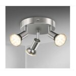 Plafonnier salle de bain led �clairage lampe plafond sdb chrome 3 spots orientables ip44 gu10 plafonnier ...