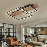 Globo - plafonnier salon aspect bois chambre lampe mmoire plafonnier led aspect bois, aluminium mtal ...