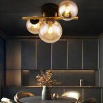 Globo - plafonnier salon plafonnier design laiton noir boule lampe verre applique led intrieur, boule ...