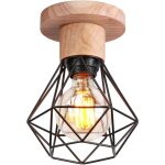 Plafonnier industrielle vintage lampe de plafond bois et métal luminaire plafonnier intérieur noir e27 ... Plafonnier industrielle vintage lampe de plafond bois et métal luminaire plafonnier intérieur noir e27 ...