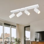 Plafonnier spot 4 flammes spot de plafond blanc plafonnier led salon, avec spots orientables, mtal, ...
