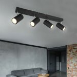 Plafonnier spot 4 flammes spot de plafond noir plafonnier led salon moderne, spots orientables, mtal, ...