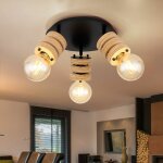 Etc - shop - plafonnier plafonnier spot lampe en bois lampe en bois, spots mobiles 3 ampoules, mtal ...