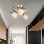 Globo - plafonnier plafonnier spot lampe en bois spot de plafond, spots mobiles 3 ampoules, bois marron ...