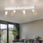 Plafonnier plafonnier spot lampe de couloir, spots � 4 flammes mobiles, m�tal blanc mat, 4 douilles e27, ...