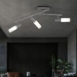 Plafonnier, plafonnier, spot, lampe de salon, spot mobile, 3 flammes, acier, nickel mat, verre blanc, ...