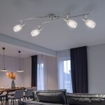 Plafonnier spot lampe de salon lampe de salle � manger lampe de couloir, m�tal verre nickel chrom� mat, ...
