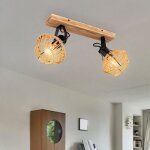 Plafonnier spot de plafond 2 ampoules salon plafonnier aspect bois clair
