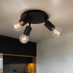 Plafonnier spot de plafond 3 lampes orientable luminaire de salon noir, mtal aluminium, 3x douilles ...