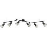 Plafonnier spot plafond r�tro 6 flammes barre spot m�tal noir, spots orientables, grillage m�tal noir, ...