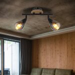 Globo - plafonnier plafonnier spot de plafond salon lumi�re salle � manger lampe de couloir, m�tal bois ...