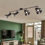 Lampes de plafond plafonnier salle � manger spot avec spots de film r�glables, m�tal noir, 4x gu10 douille, ...