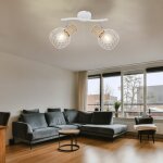 Plafonnier spot vintage plafonnier 2 lampes spot m�tal blanc avec spots orientables, maille m�tallique ...