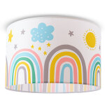 Paco home - plafonnier suspension chambre enfant abat - jour tissu rond color� b�b� e27 plafonnier - ...