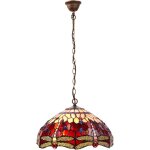 Fijalo - plafonnier tiffany plus grand avec chane diamtre 40 cm srie belle rouge
