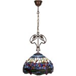 Fijalo - plafonnier tiffany moyen avec ornement en fonte et cha�ne diam�tre 30 cm s�rie belle epoque