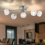 Globo - plafonnier en verre blanc spot 5 ampoules plafonnier de salon, nickel mat, douilles e14, lxlxh ...