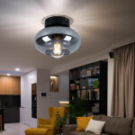 Globo - plafonnier verre fum� plafonnier verre verre fum� plafonnier vintage, salon design r�tro, m�tal ...