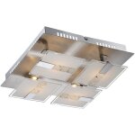 Globo - plafonnier en verre moderne pour salon, plafonnier chrom�, partiellement satin�, m�tal, 4x led ...