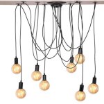 Plafonnier vintage antique e27 lustre r�tro suspension luminaire d'int�rieur 8 t�tes noire