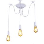 Plafonnier vintage antique e27 lustre r�tro suspension luminaire d'int�rieur blanc 3 t�tes